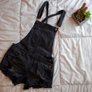 Black overall shorts